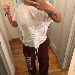 White ruffle top